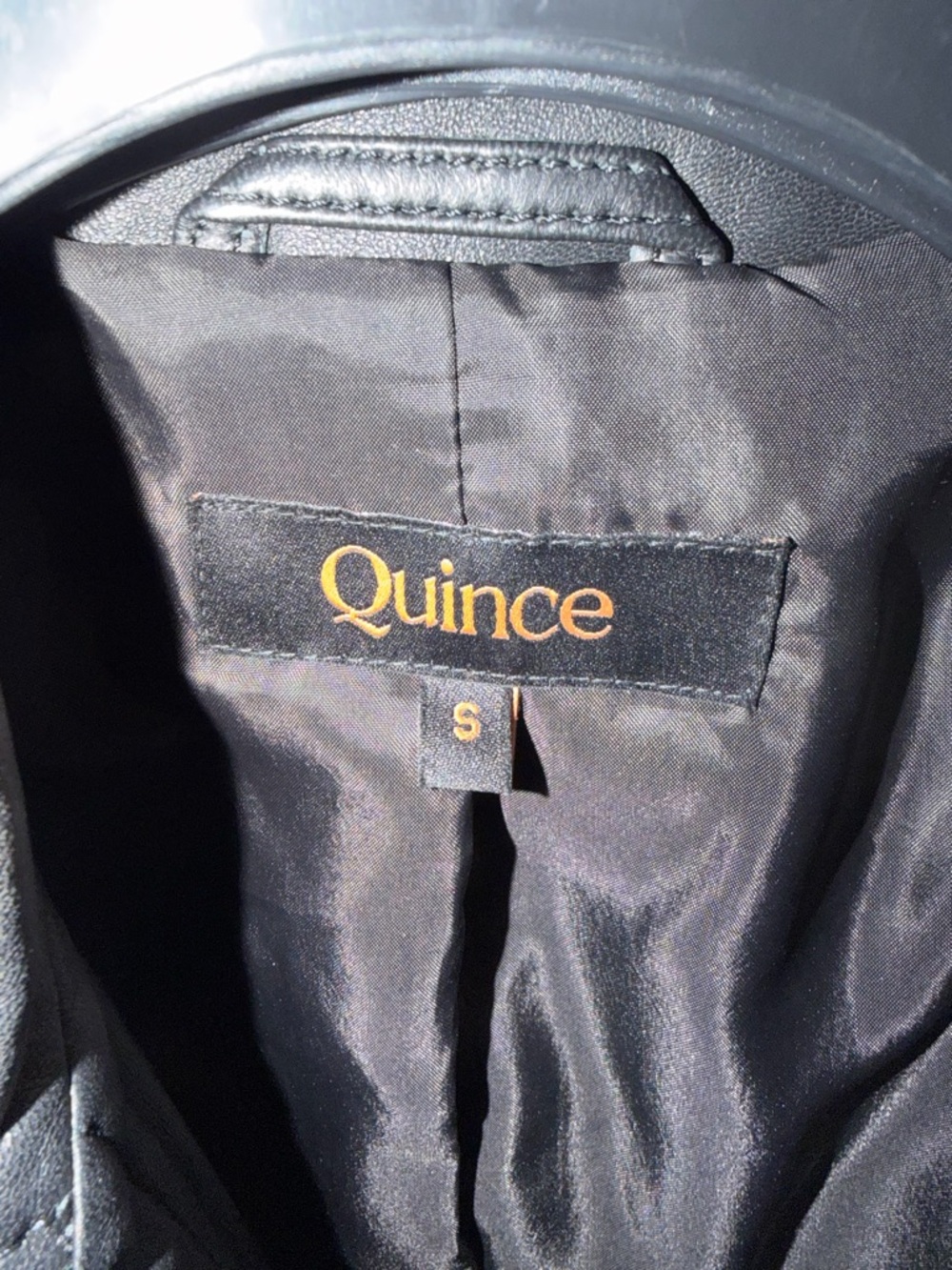 Quince Black Leather Bomber-Style Button Jacket - Picture 3 of 3